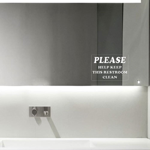 Wall Door Vinyl Decal Sticker – Help Keep Restroom Clean Sign Decal Label