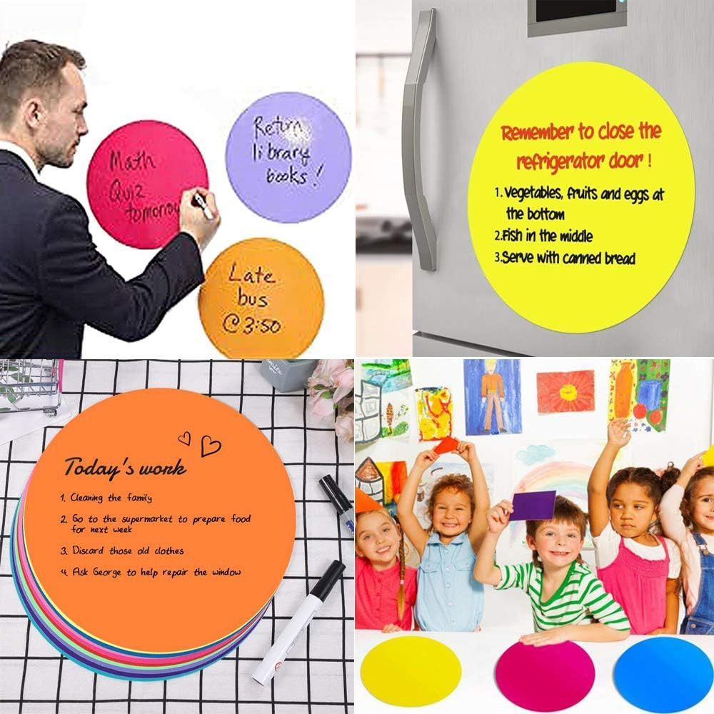 Dry Erase Dots Circles,11 Inch Removable Vinyl Dot Wall Decal,Colorful Circles W