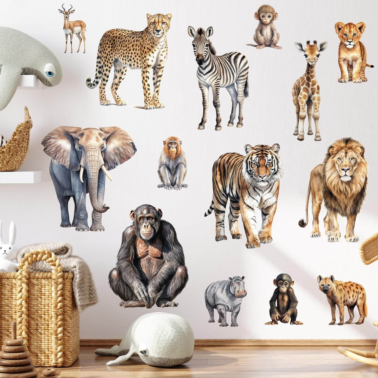 AM AMAONM Removable 3D Nature Jungle Wild Animals Wall Stickers DIY Peel and …