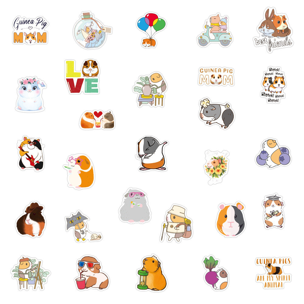 100Pcs Guinea Pig Sticker for Teens Girls Scrapbooking Water Bottles Waterproof