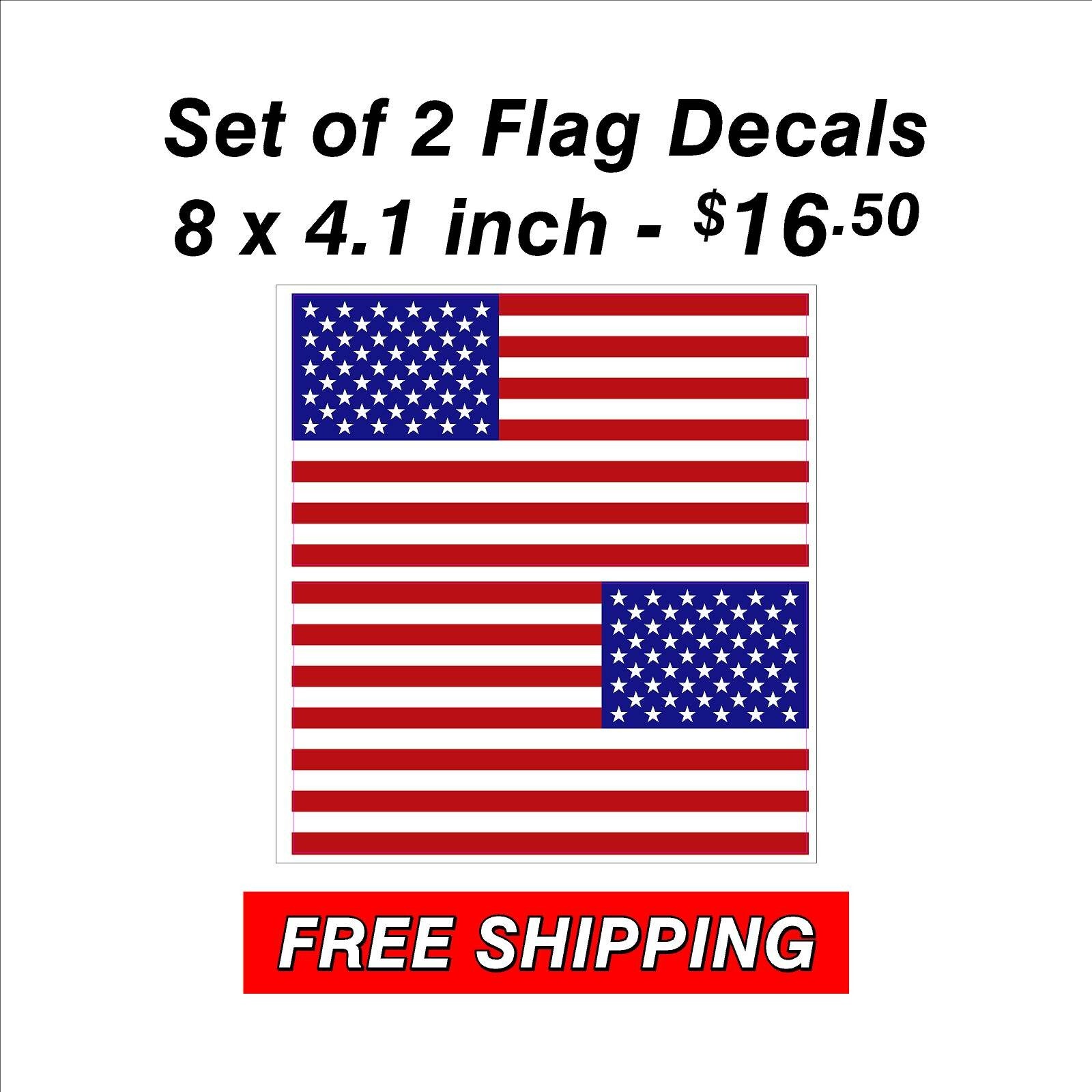 Set of Right and Left American Flag Stickers