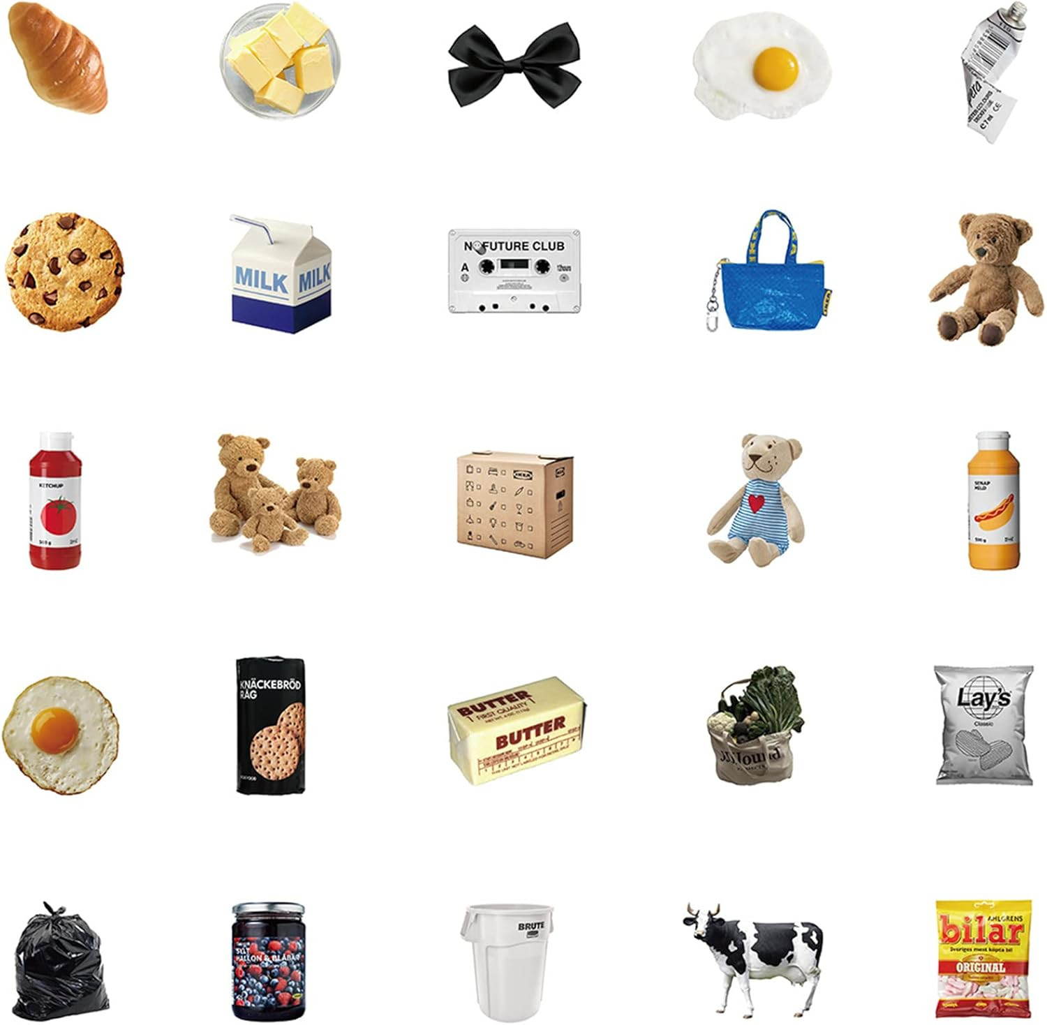 Milk Cookie Stickers, 50PCS Vinyl Waterproof Decals for Home Decor
