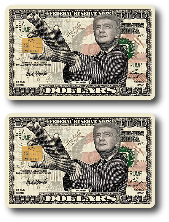 Trump 2024 Bill "Holding Chip" Credit Card Skin 2-Pack – Parody Decal