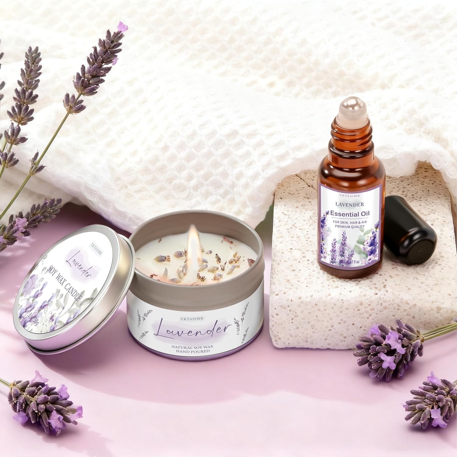 Gifts for Women, Lavender Bath and Body Gift Basket Relaxing Spa Self Care Gi…