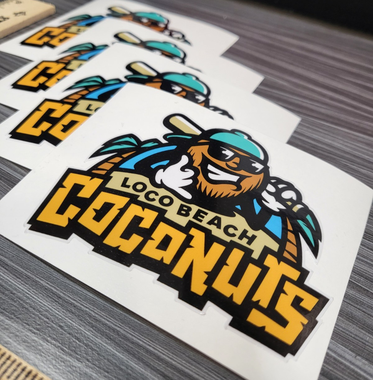 LAMINATED LOCO BEACH COCONUTS BANANA BALL STICKER