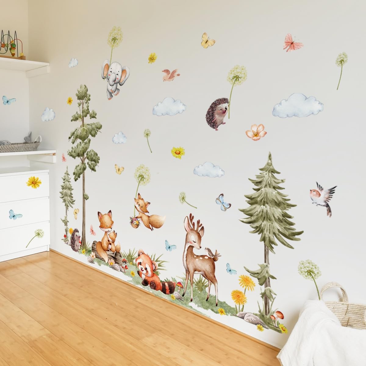 LOONELO Jungle Animals Wall Decals – Peel and Stick Woodland Forest Tree Stic…