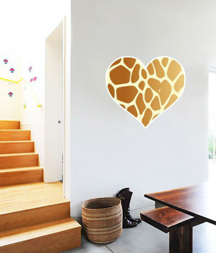 Giraffe Animal Print Heart Wall Decal Large Vinyl Sticker 24" x 22"