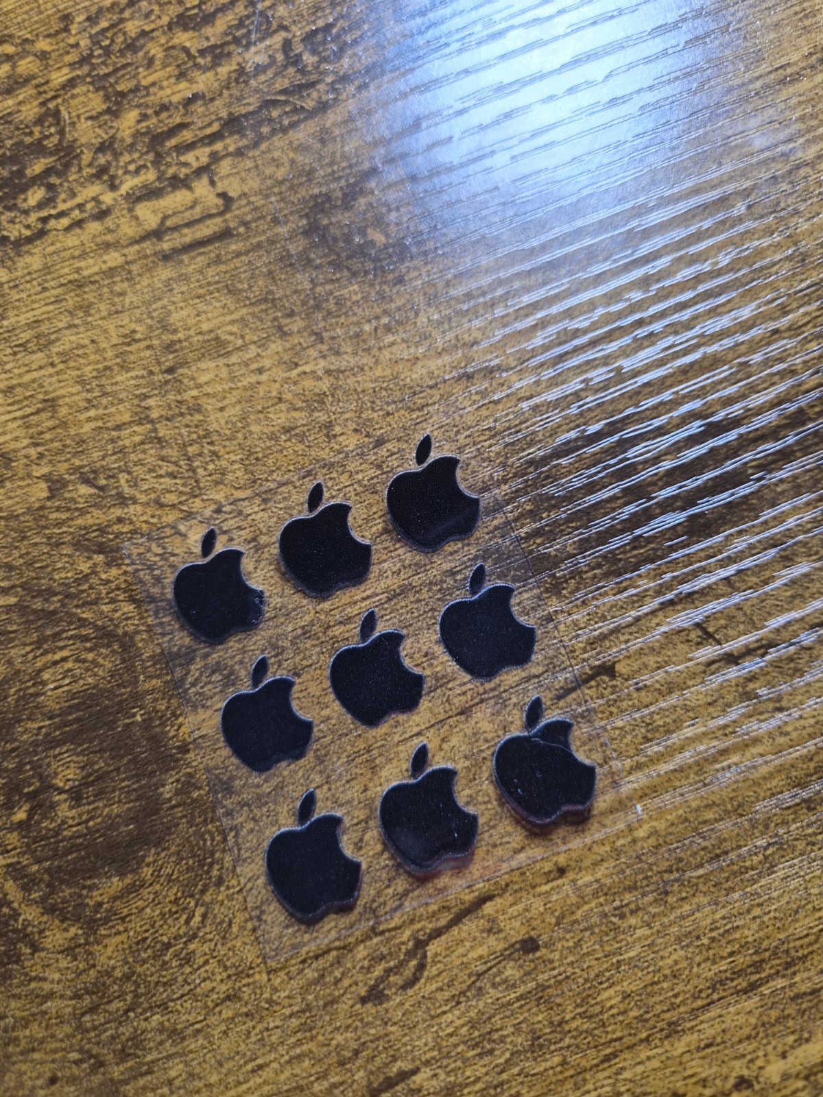 9 pc. Apple Logo Black 5/8 in tall UV DTF Decal Sticker waterproof USA