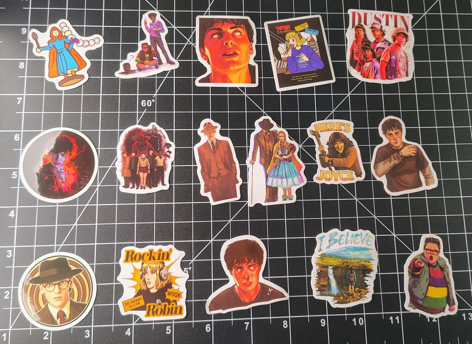 60 Pack 80s Sci-Fi Retro TV Show Stickers Upside Down Monster Nostalgia Decals