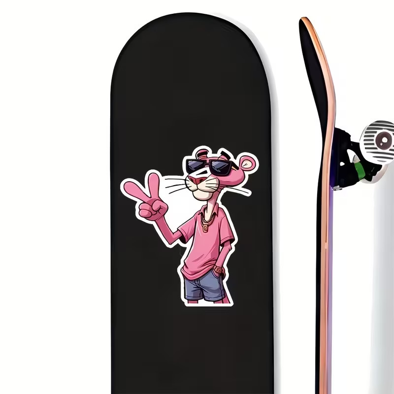 5" Pink Panther Vinyl Sticker Waterproof UV-Resistant Decal with Iconic Peace