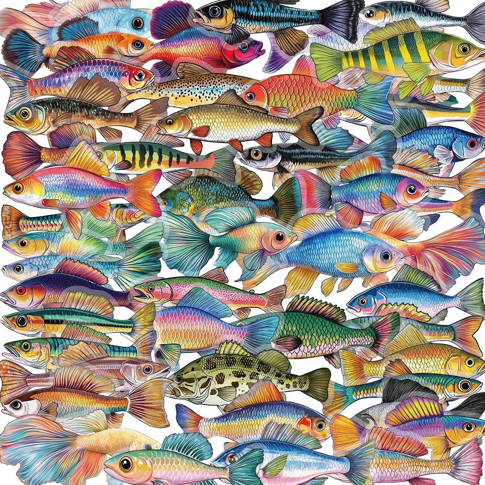 50-500PCS Fish Stickers Pack Waterproof Vinyl Decals Phone Car Guitar Decoration