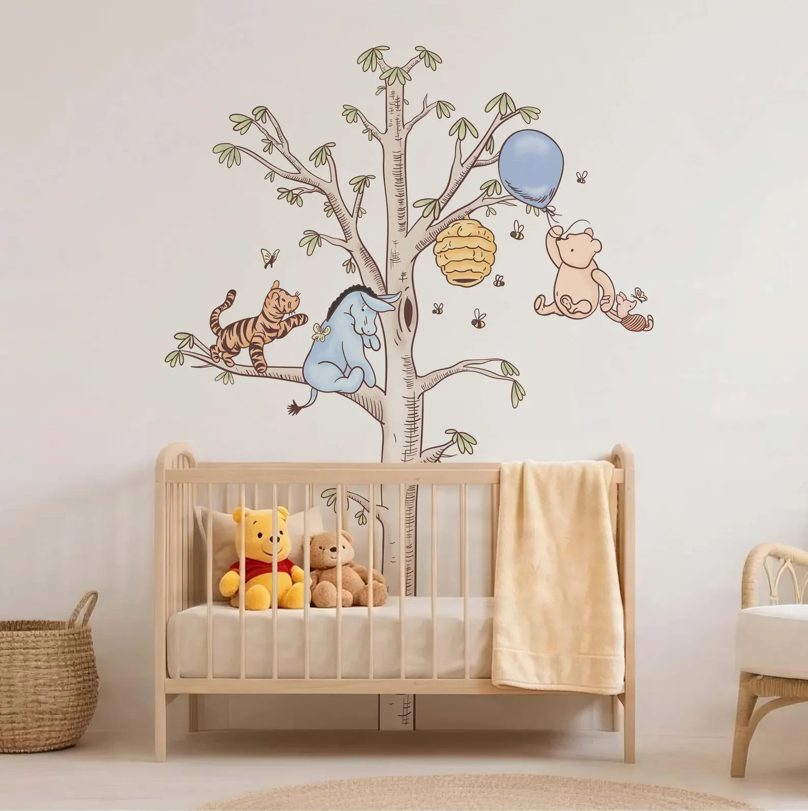 Cartoon Winnie Wall Decal Pooh Bear Mural Tiger & Donkey Wall Sticker Wall Art