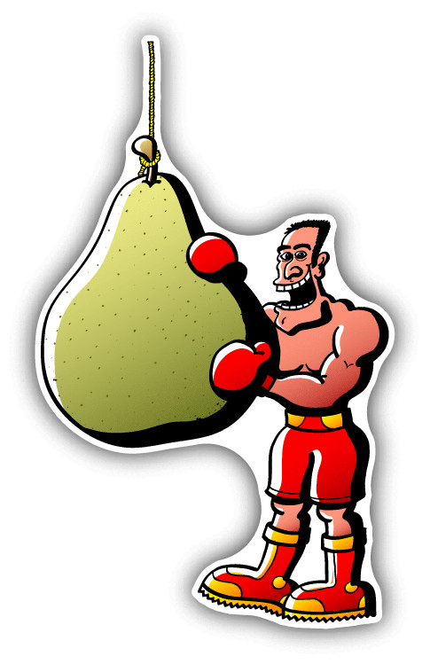 Smiling Boxer Pear Fruit Boxing Bag Car Bumper Sticker Decal