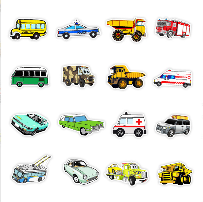 50 Pcs Stickers Vehicle Trucks Cars Fridge Luggage Skateboard Phone Laptop Vinyl