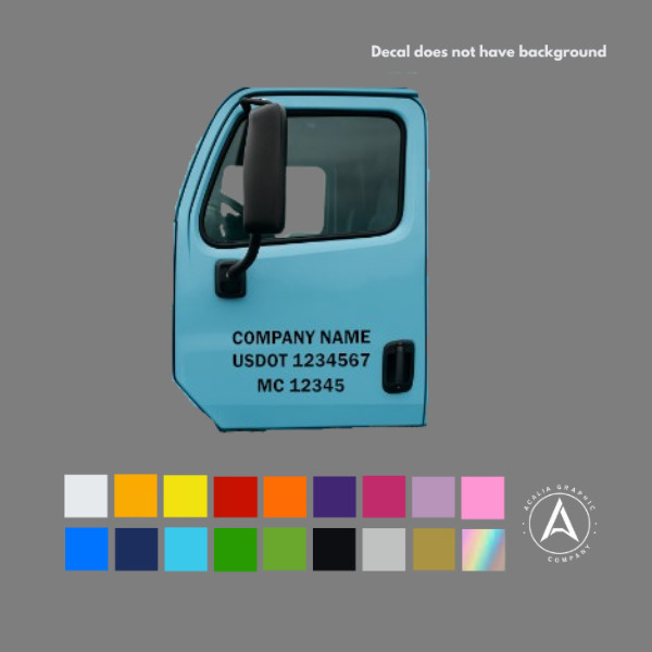 Custom US DOT Trucking Decal Stickers – Truck Lettering – Pair – Company Logo
