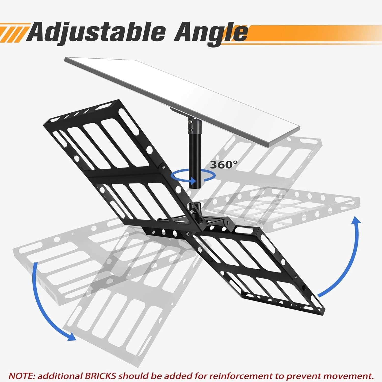 Gen 3 Starlink Roof Mount, Ridge 45 cm x 7 x 43 cm, Black
