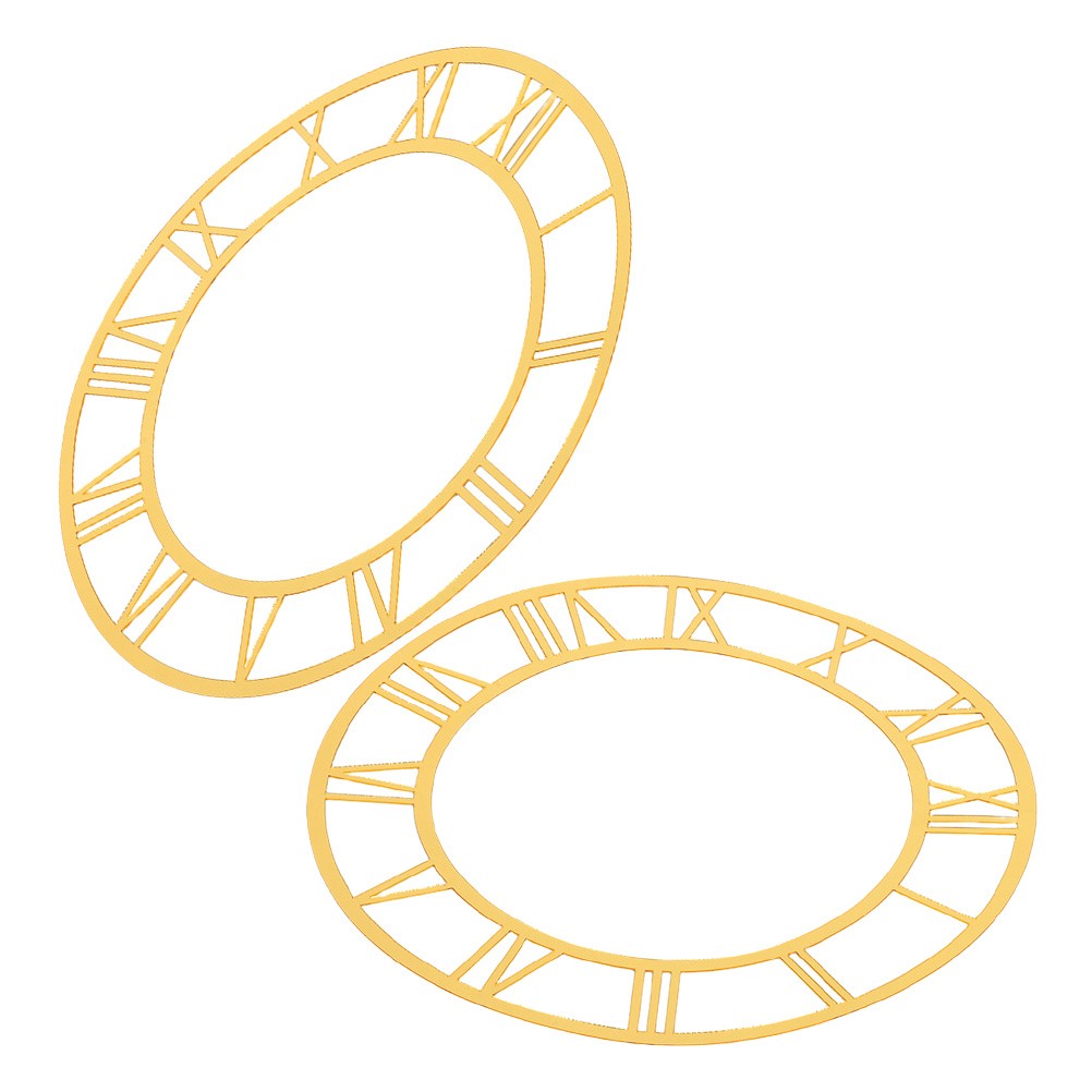 2 Pcs Wall Decor Mirror Decal Clock Sticker Round Circle Roman Numeral