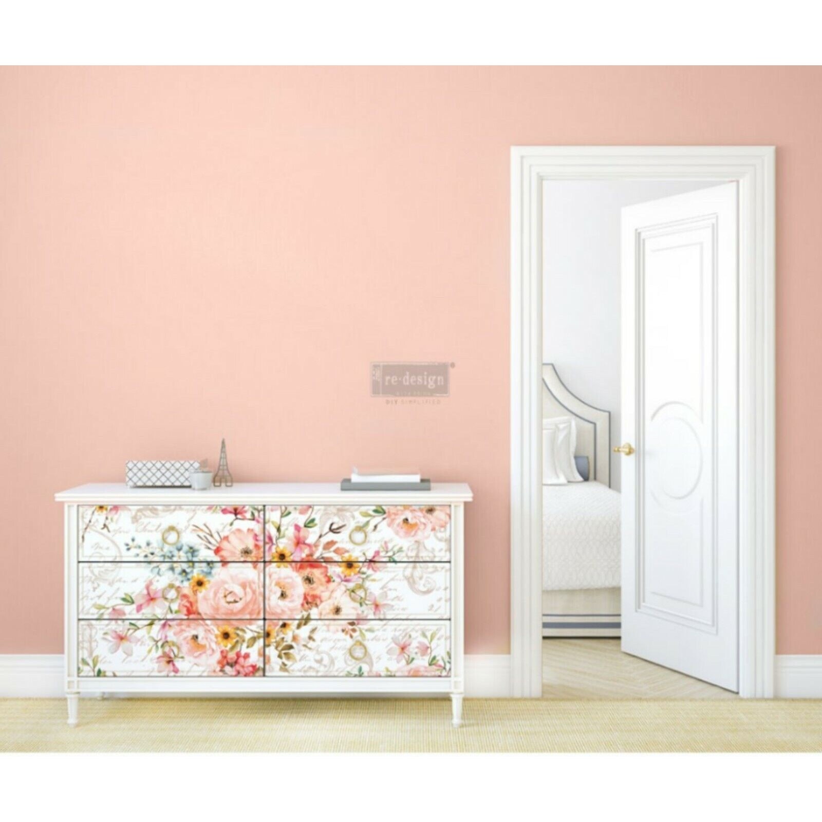 Re Design by Prima Transfer Sticker Rose Celebration 44" x 30" Pink Florals