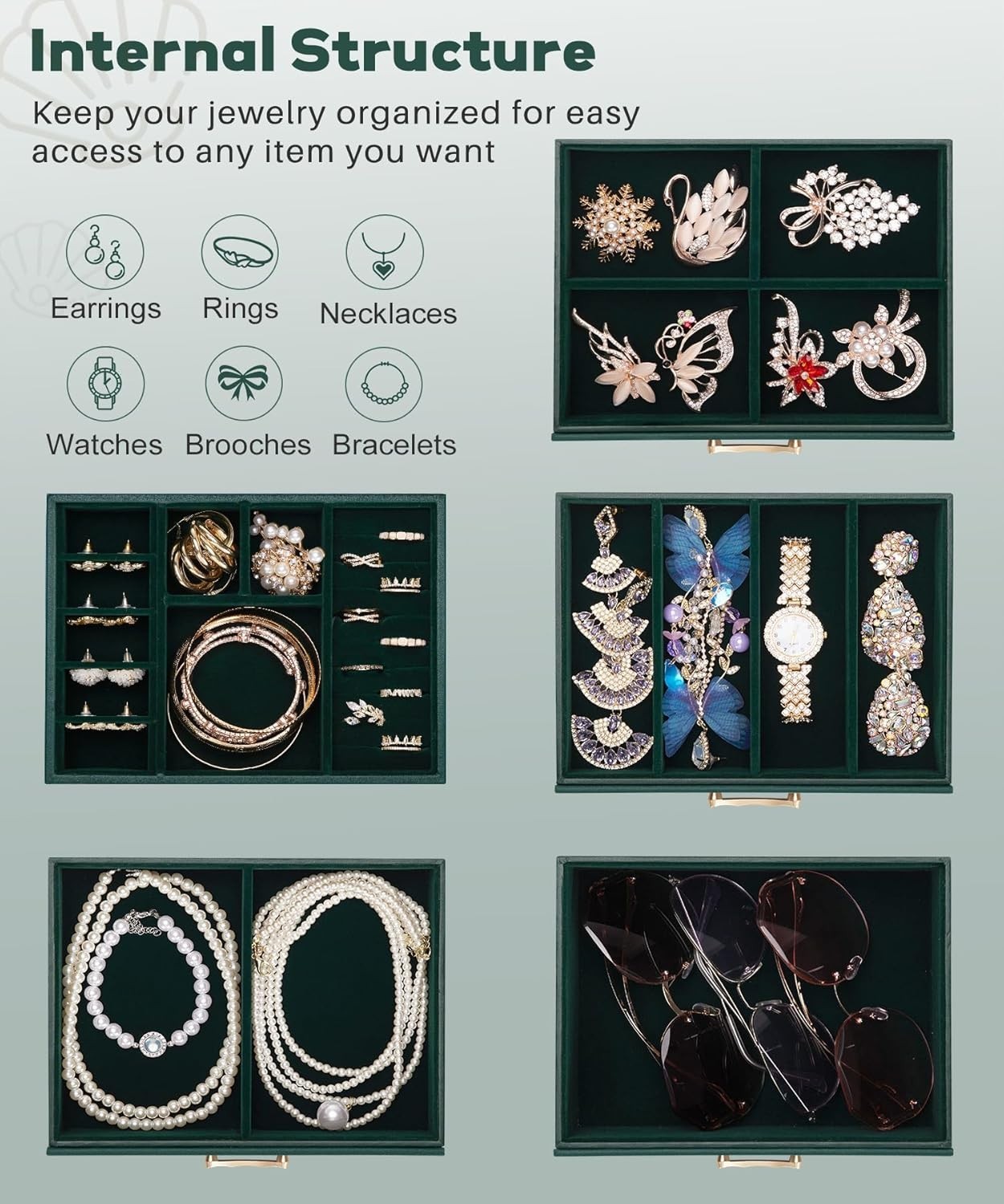 Jewelry Box with 4 Drawers: Display Organizer for Earrings Necklaces – Gifts …