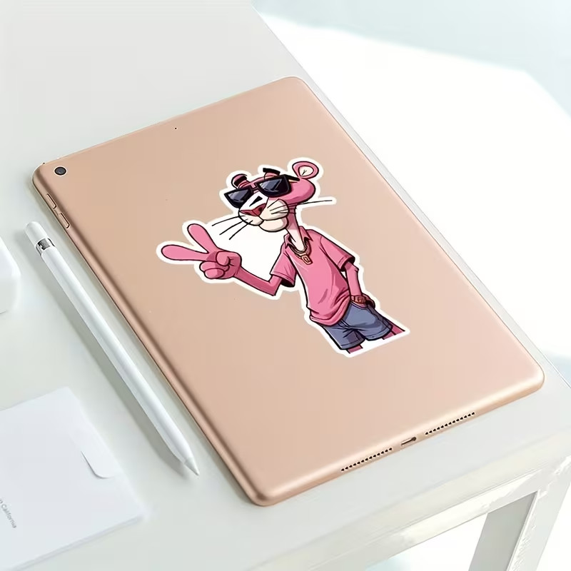 5" Pink Panther Vinyl Sticker Waterproof UV-Resistant Decal with Iconic Peace