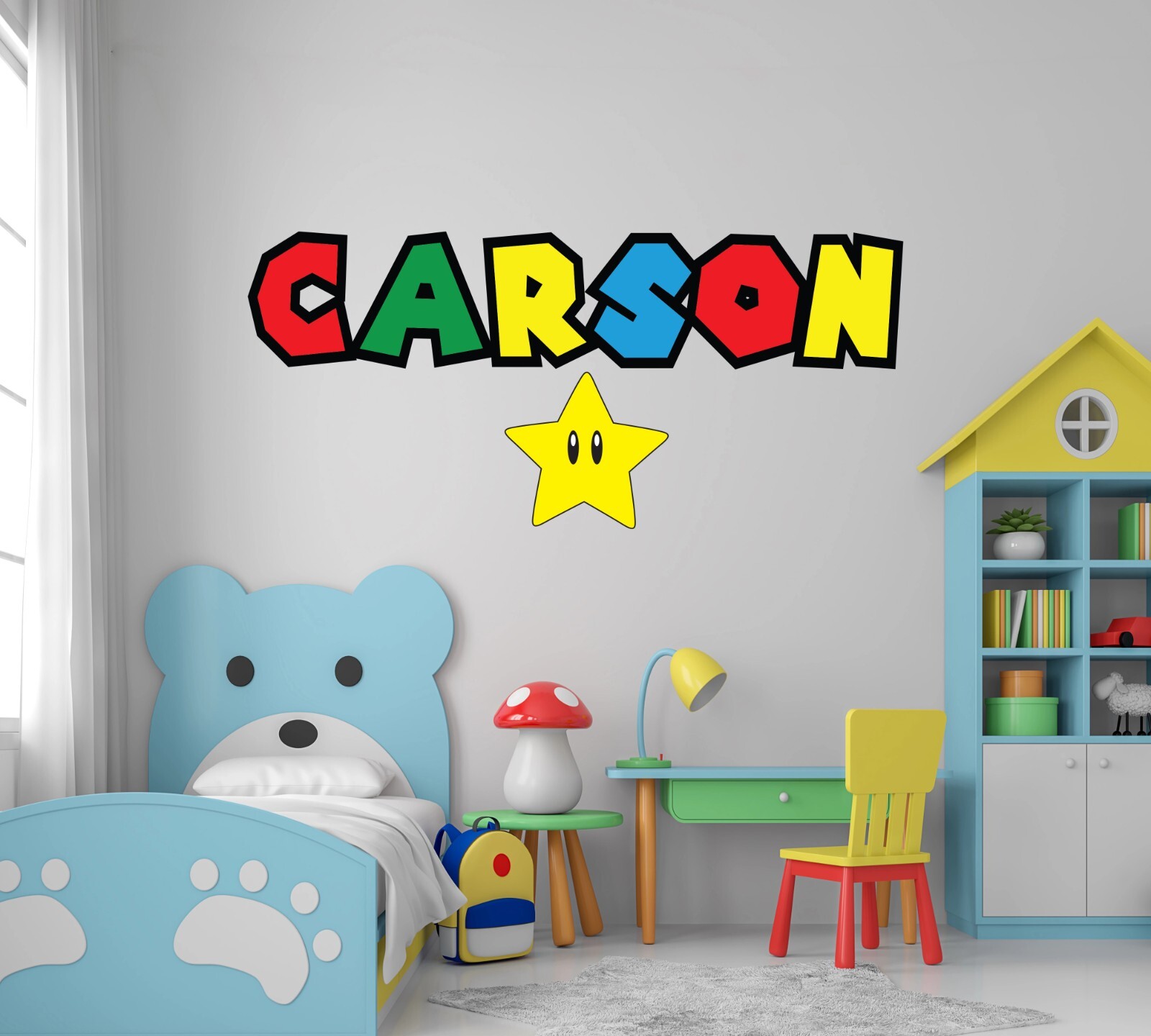 Custom Name Wall Decal – Personalized Name Wall Sticker – Mario Wall Sticker