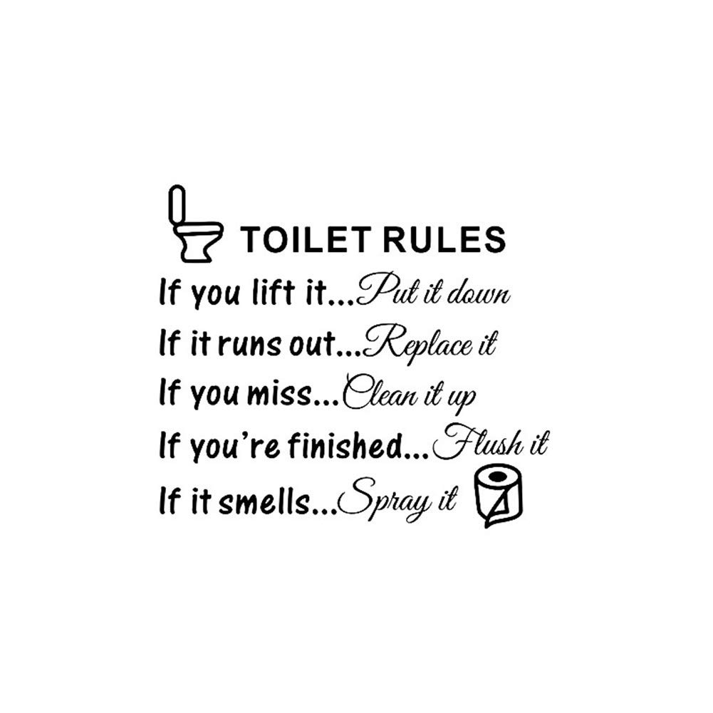 DIY Removable Toilet Rules Wall Quotes Stickers Washroom Bathroom Decals WC S