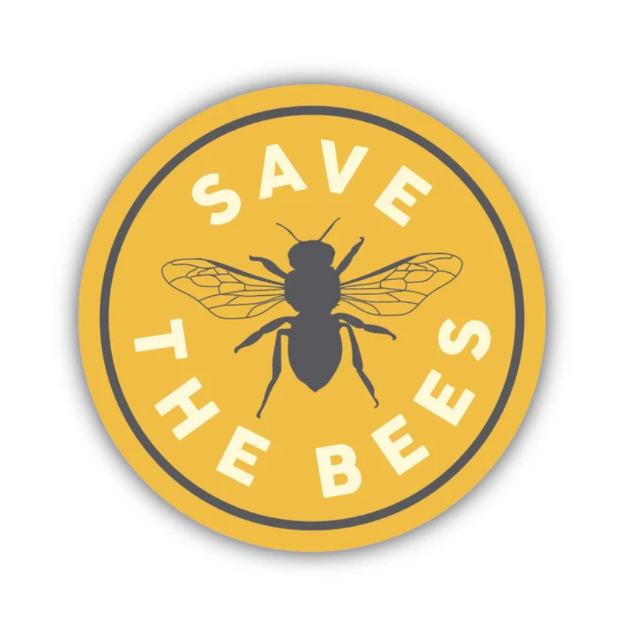 Save The Bees Vinyl Sticker Decal, Waterproof, Yellow Black Round 3"