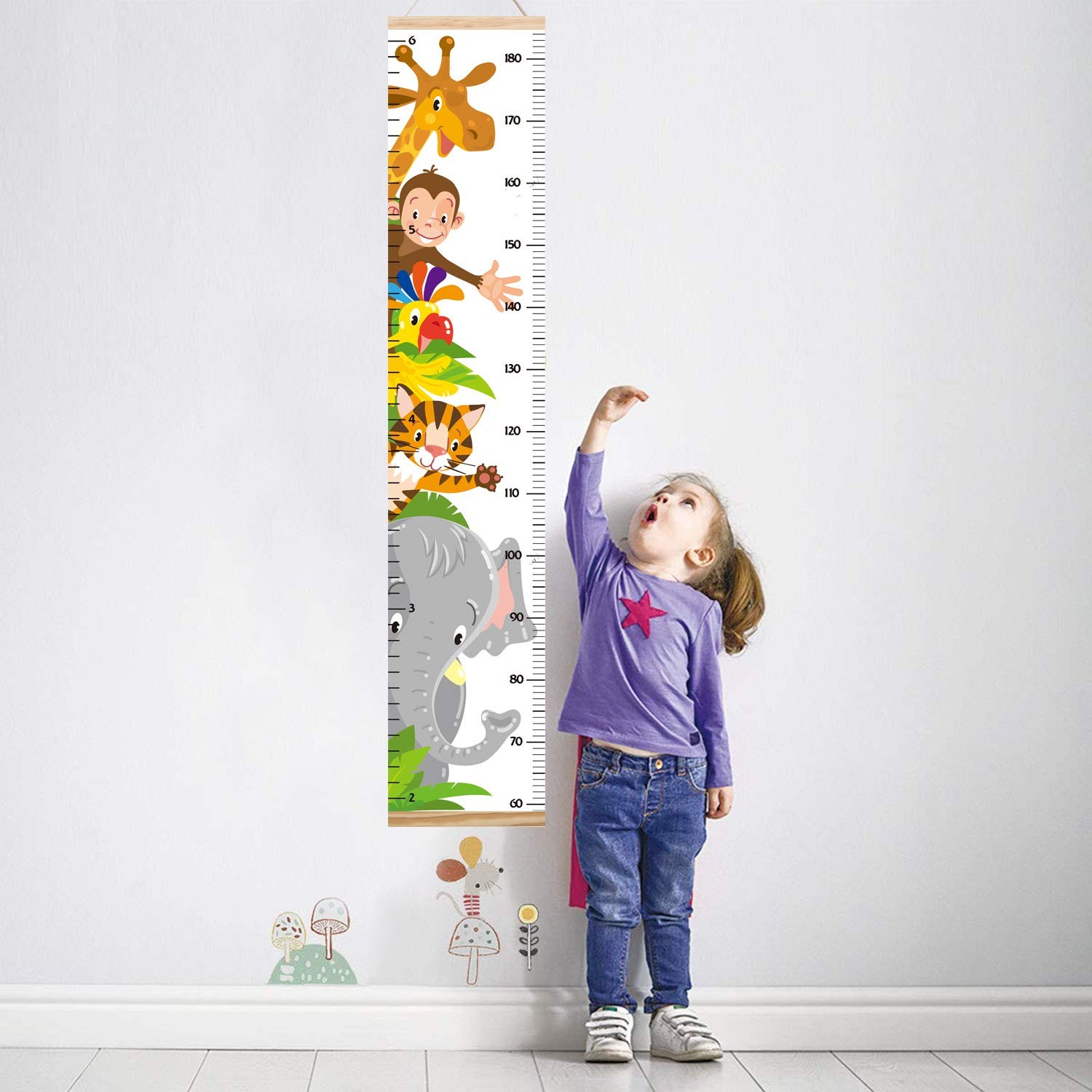 Animals Growth Chart for Kids, Baby Height 51.2 Inch (Pack of 1), 1