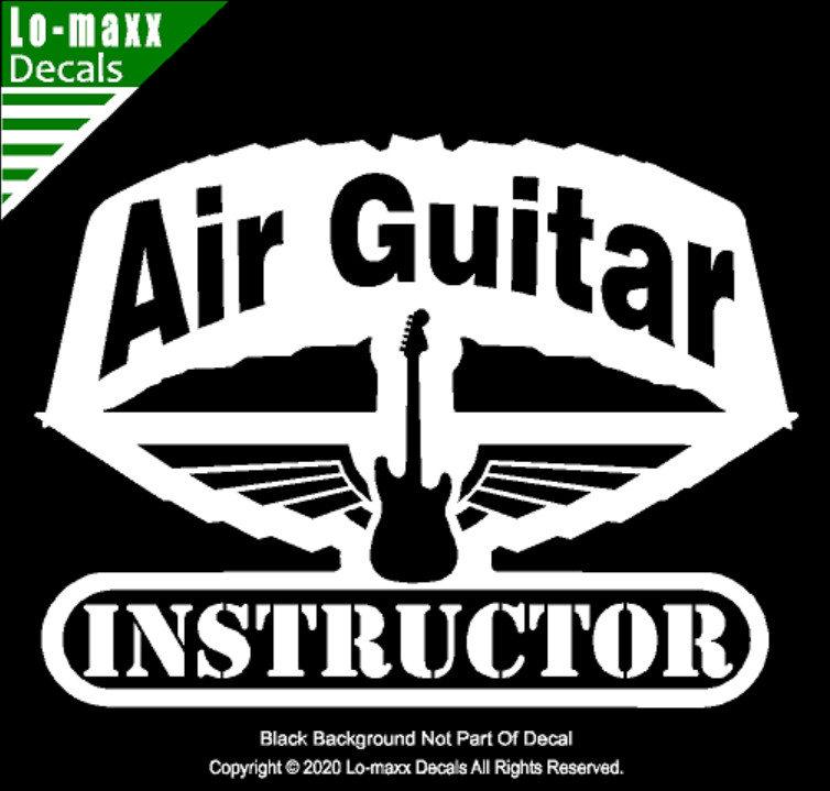 Air Guitar Instructor Rock & Roll Winged Electric Guitar Die Cut Vinyl Decal