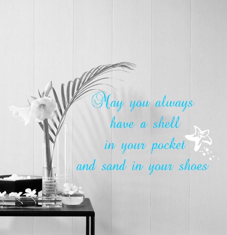 Sea Shell Sand Shoes Vinyl Wall Lettering Decal Decor