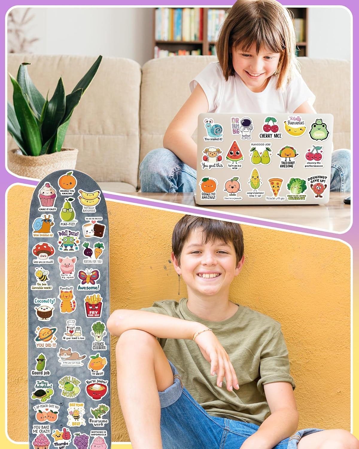 100 Pcs Cute Stickers for Kids, Water Bottle Stickers for Kids Waterproof, Vinyl