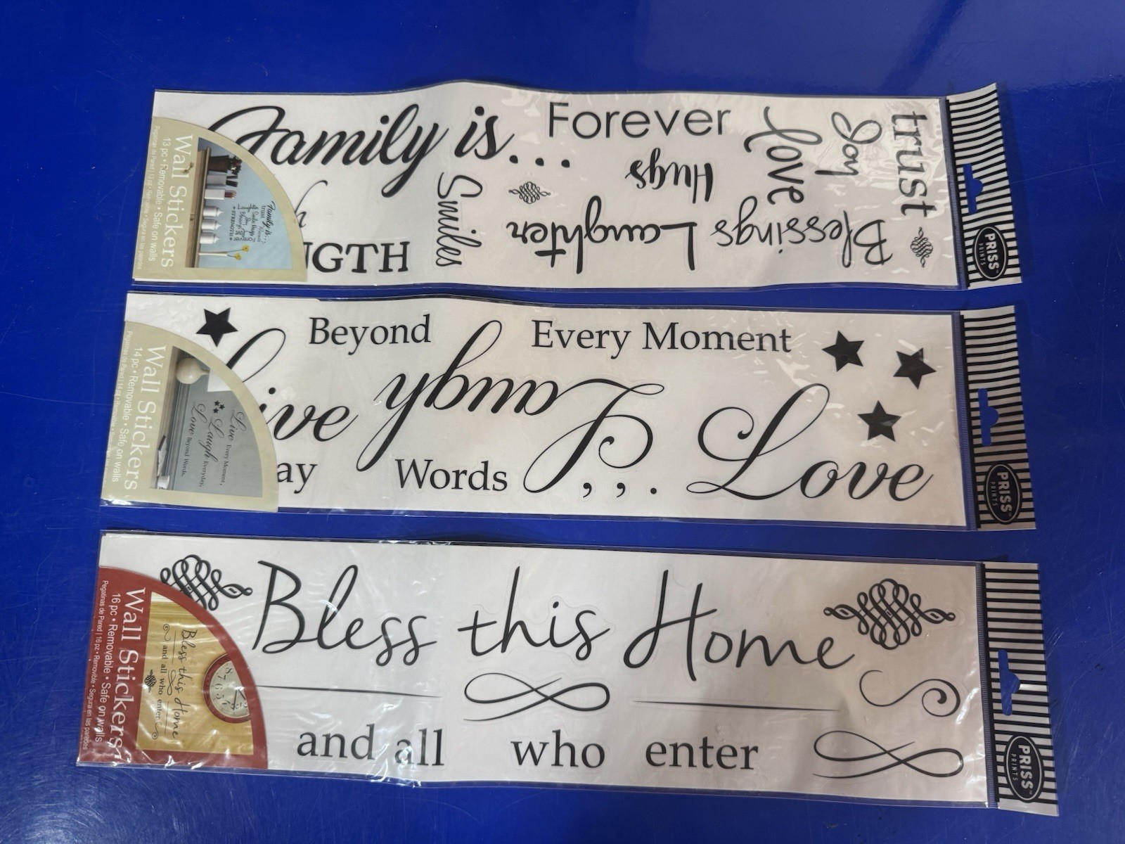 Lot Of 3 New Priss Prints Removable Wall Stickers Original Packaging. (T8)