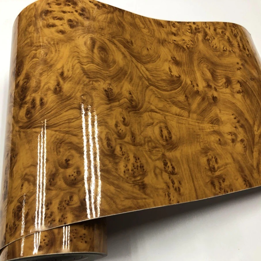 High Gloss Wood Grain Vinyl for Car Interior Furniture Countertop Wrap Sticker