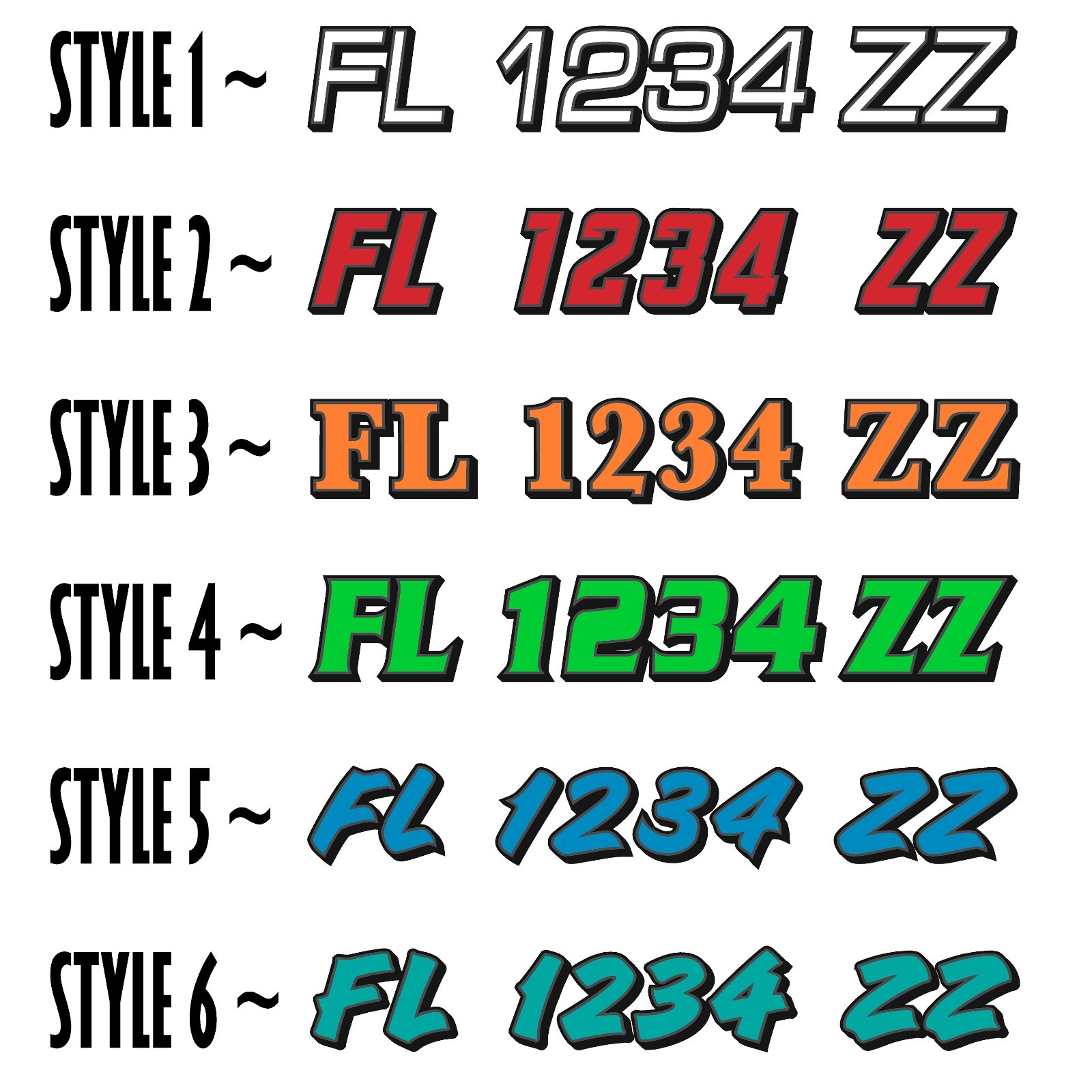 Boat Registration Numbers & Letters 2 Pack Custom 3" Boat & Jetski PWC Stickers