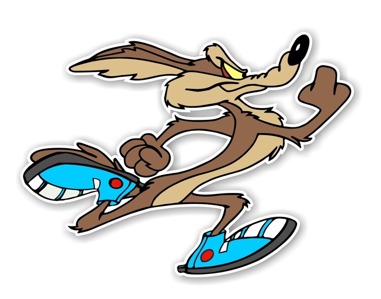 Wile E Coyote Running with Sneakers Decal / Sticker Die cut