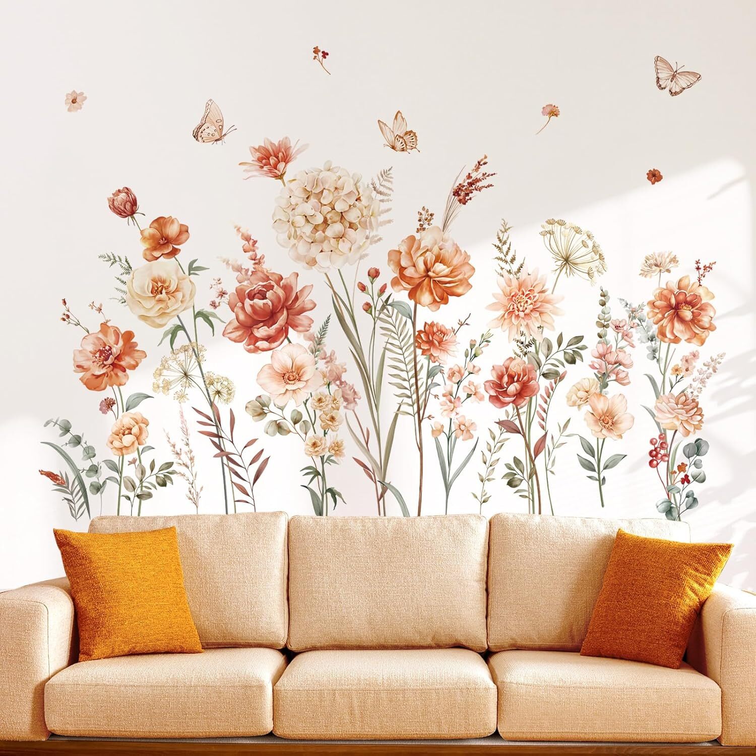 decalmile Boho Flower Wall Decals Wildflower Garden Floral Grass Multi Color