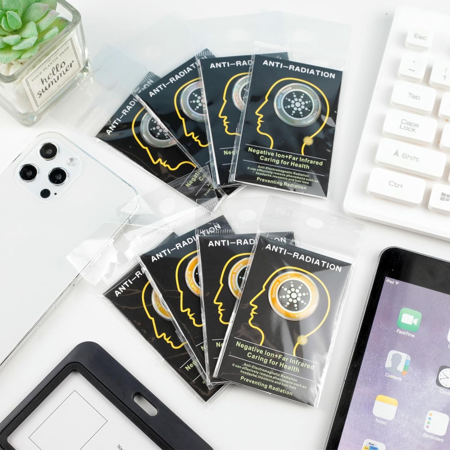 8-Pack Radiation Blocking Stickers – Gold & Silver Energy Balancers for Devices
