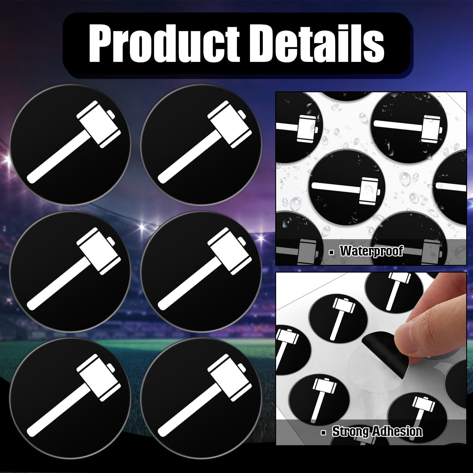 White on Black 200 Pcs Football Helmet Award Vinyl Stickers