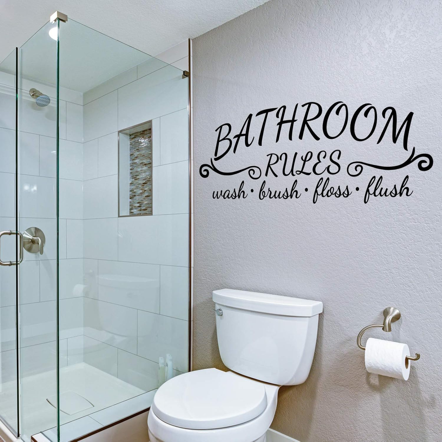 2 Bathroom Decals Sticker Soak Relax Enjoy Toilet Rules Decor Vinyl Quote Decor