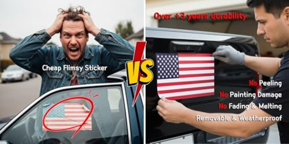 American Flag Vinyl Sticker – Waterproof & UV-Coated 16″×10″ Decal for Car,