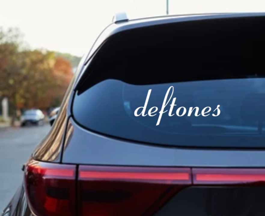 Deftones Car Decal Vinyl Glossy Band Logo Bumper Sticker Cursive Nu Heavy Metal