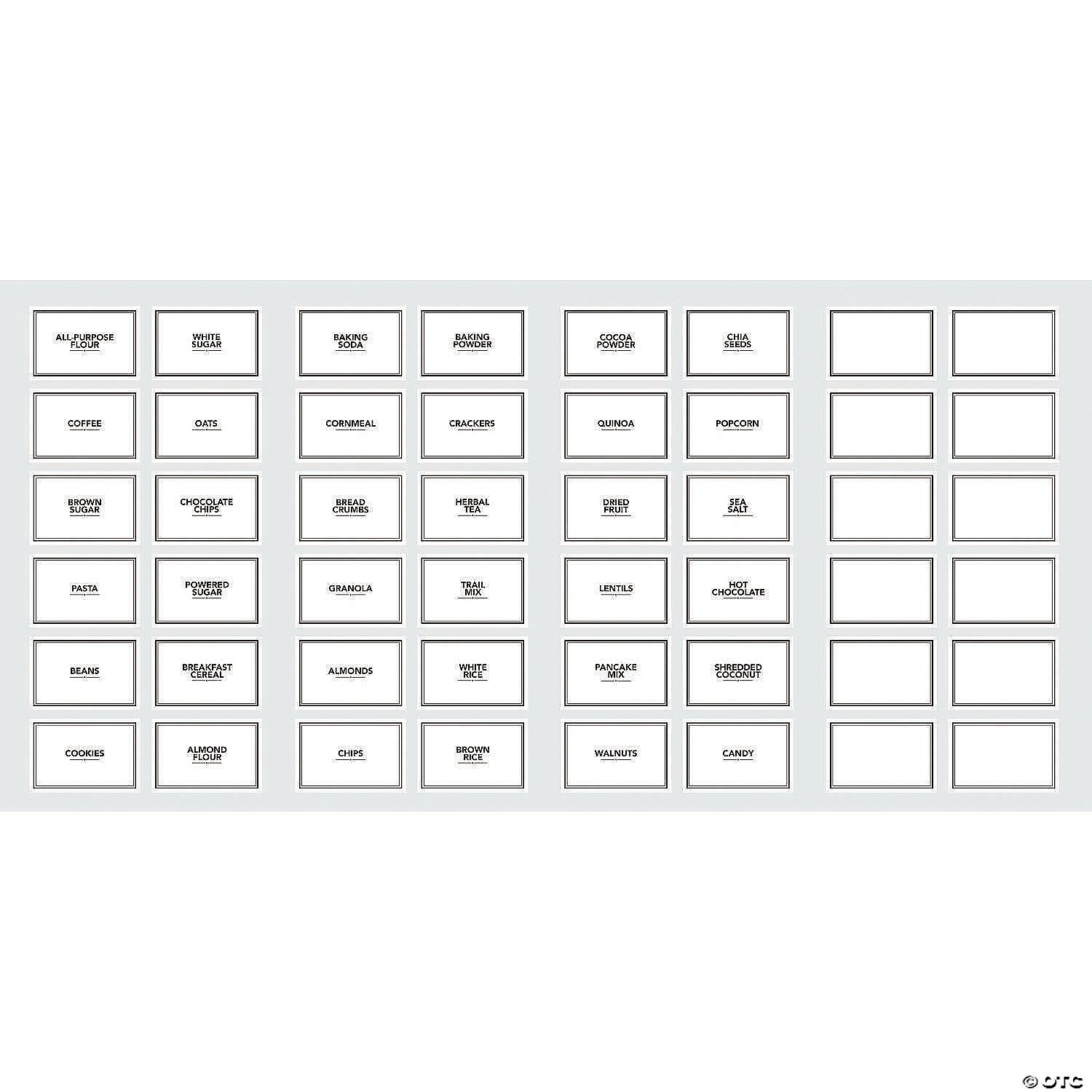White Pantry Labels – Peel and Stick Decals for Kitchen Storage Jars-48 Stickers