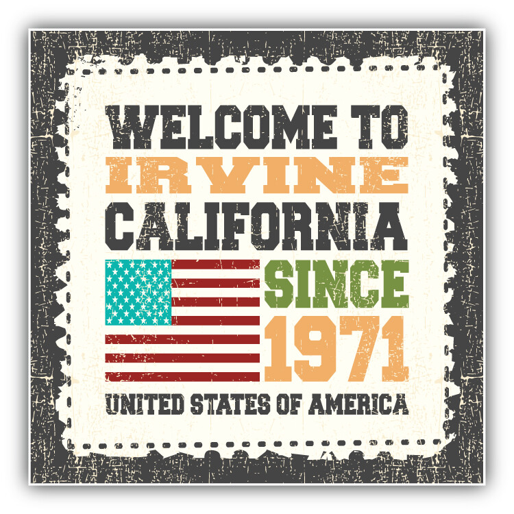 Irvine Grunge Travel Postage Stamp Car Bumper Sticker Decal