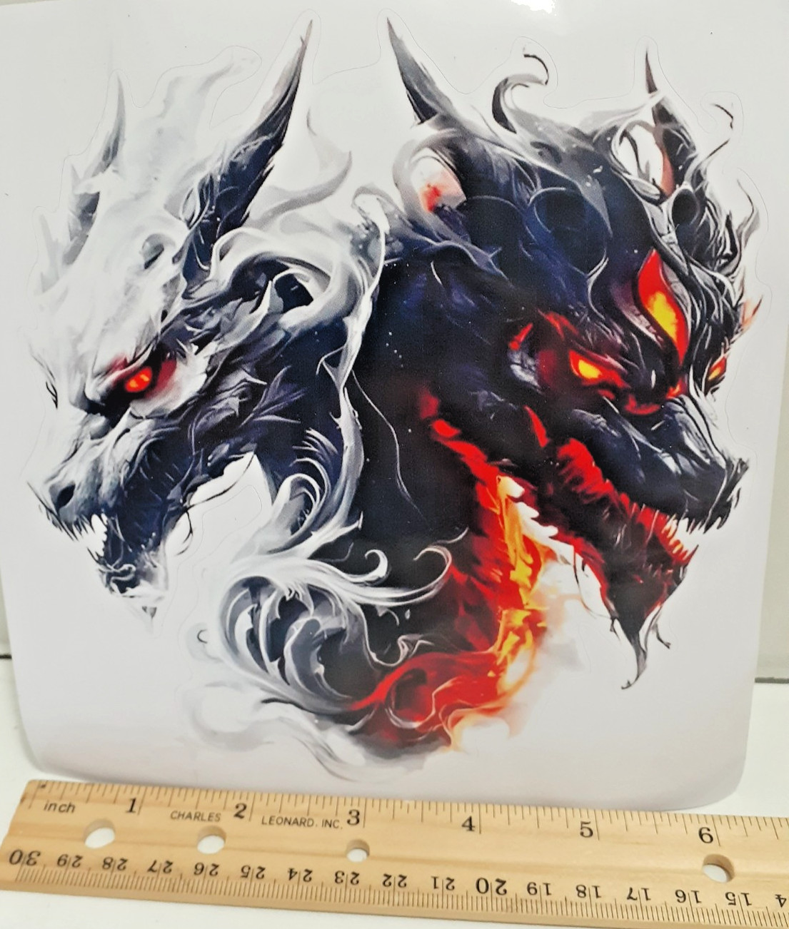 Black & White Evil Dragons Vinyl Decal Sticker 6" x 6.25"