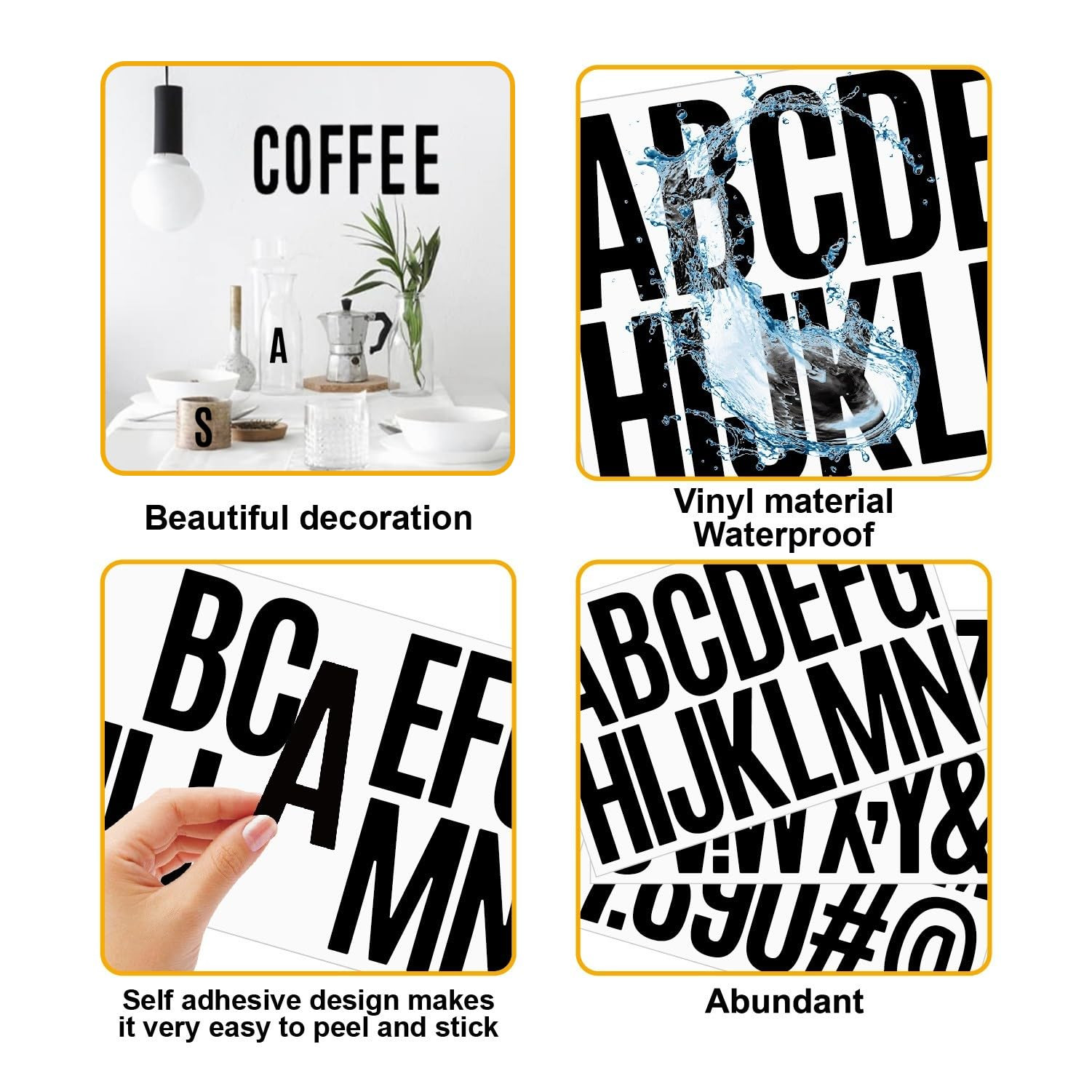 2 Inch Black Vinyl Sticker Decal Set 500 Pcs Letter Number Symbol Stickers