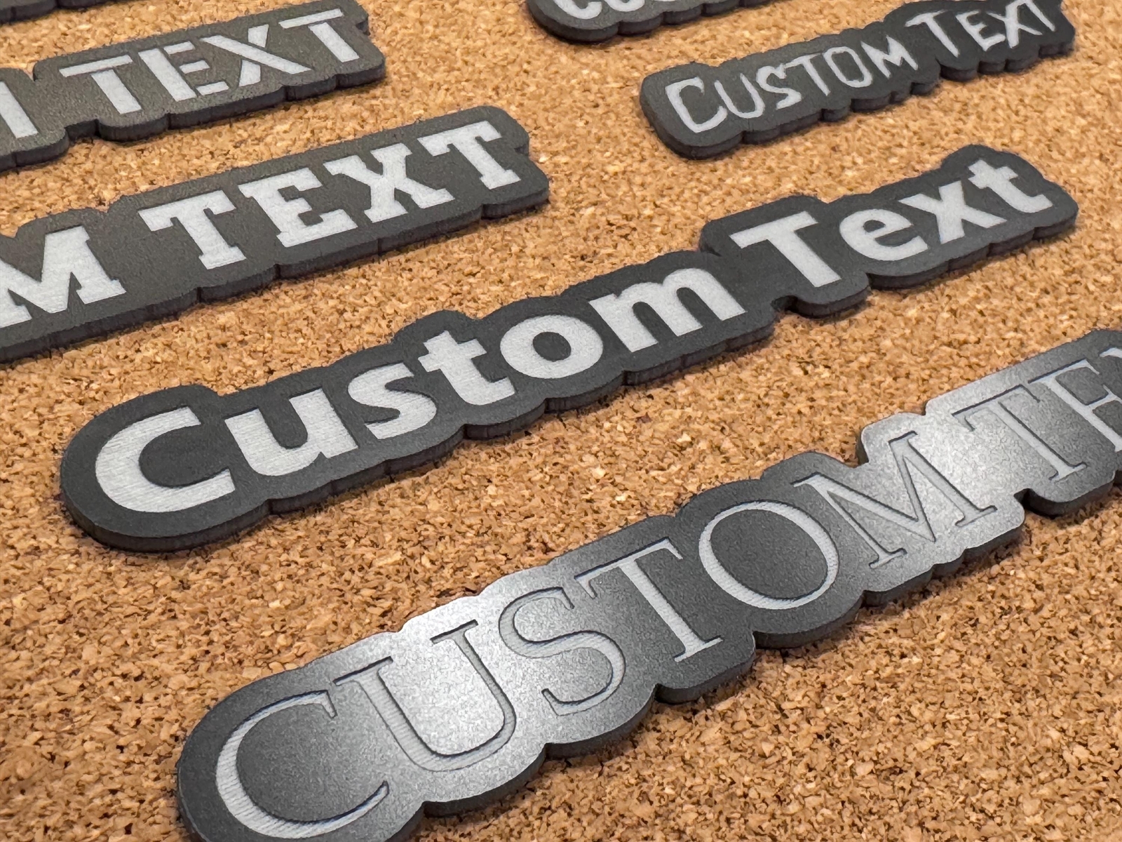 Custom Engraved Car Name Emblem Badge – Black with Gray – Customized Text Names!