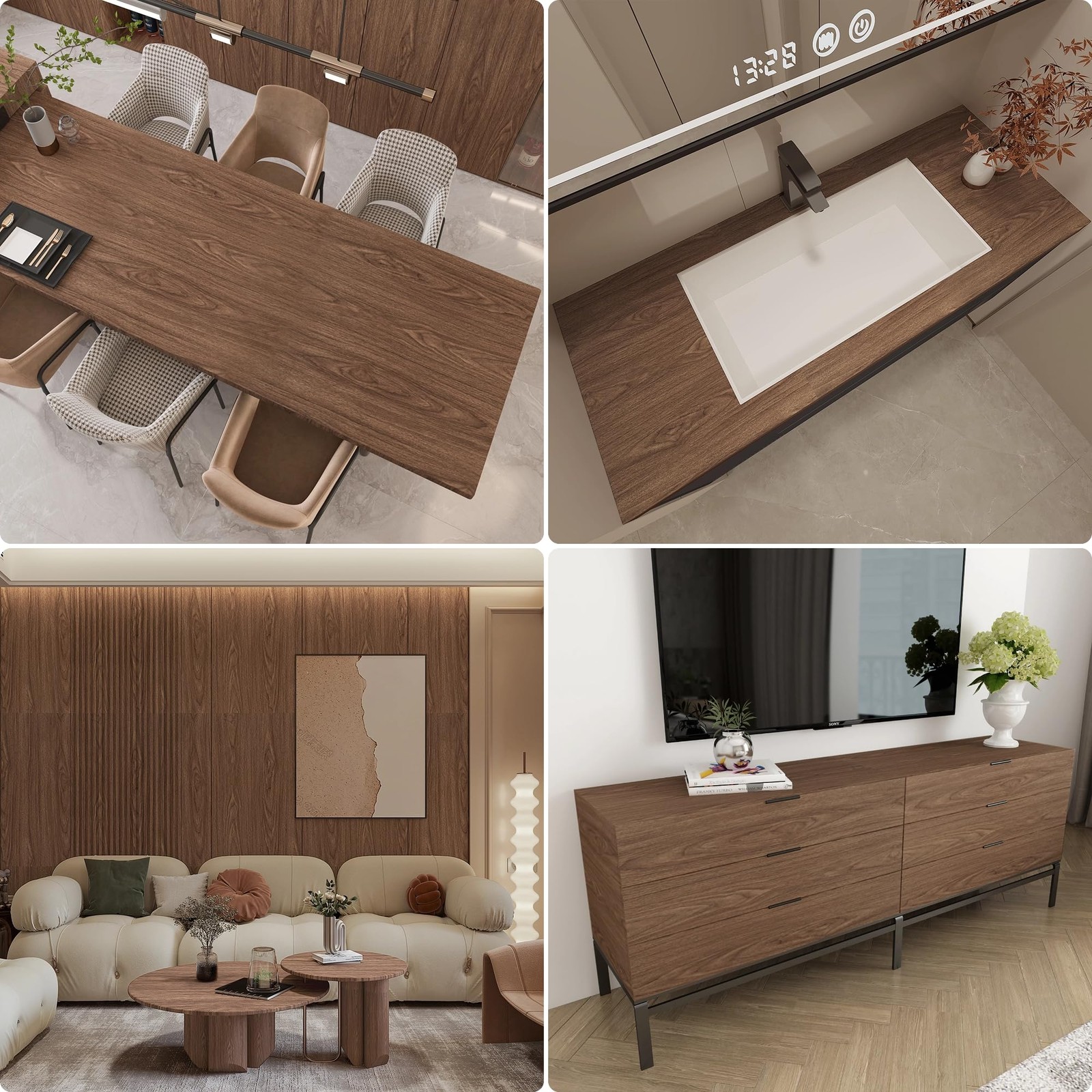 Walnut Wood Grain Contact Paper Peel and Stick Wallpaper 16×78 Waterproof