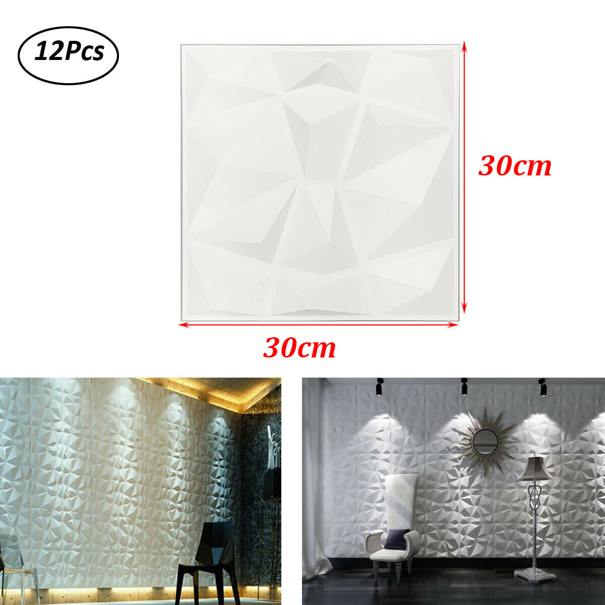 12Pcs 3D Effect Wall Decor 3D Tile Brick Wall DIY Wallpaper Home Decor 11.8"
