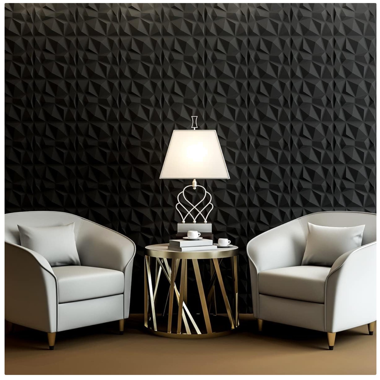 Lightweight PVC Wall Panels, Diamond Design – 33 Pack^