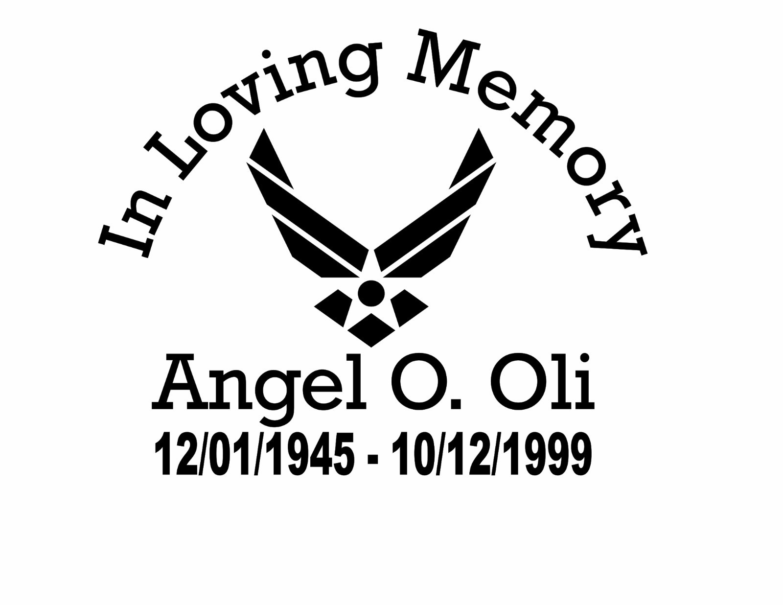 In Loving Memory Air Force Decal Window Sticker Personalized